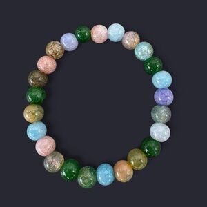 Seafoam Crackle Glass Bead Bracelet 8mm